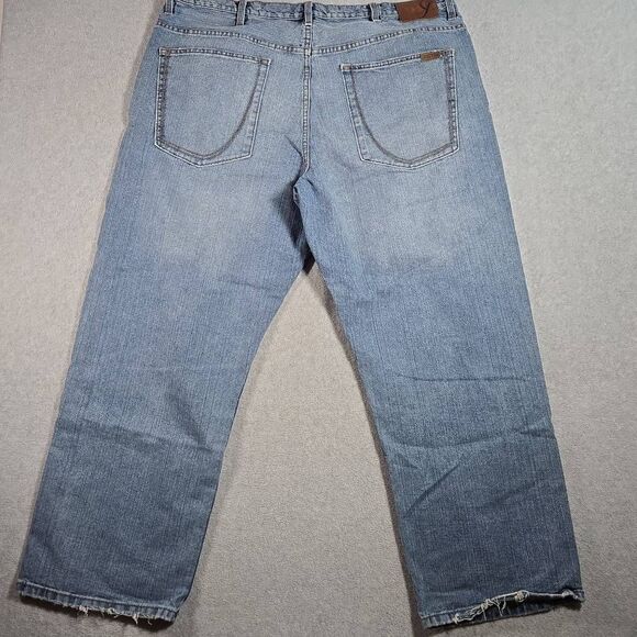 Y2K Sean John Jeans Mens 40x30 Blue Light Wash Garvey Wide Leg Baggy Distressed - Picture 4 of 11